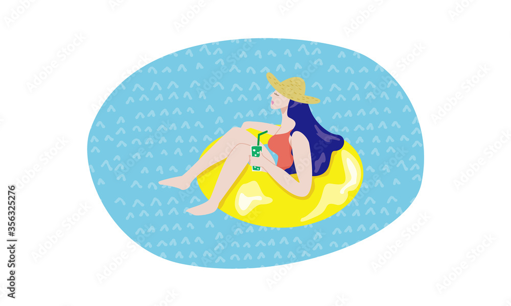 floating girl, with swim ring,swimming ring 