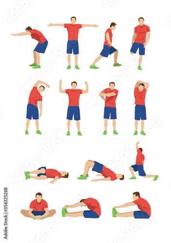 collection of men doing stretching