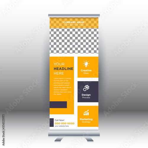 Creative abstract modern corporate business vertical roll up banner design template vector illustration concept exhibition advertising, presentation, cover publication.