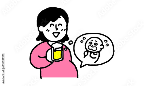 飲酒する妊婦（シンプル）