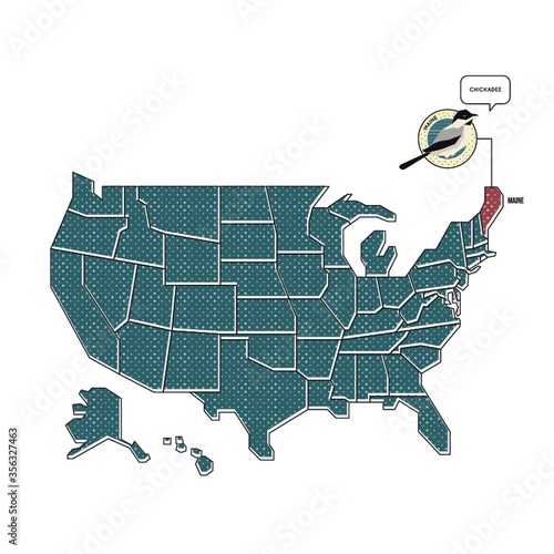 us map with maine state bird