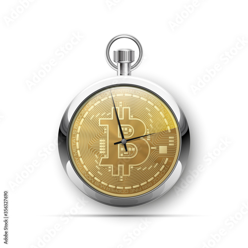 HUD stopwatch bitcoin. Digital currency pocket watch money. Technology bitcoin mining worldwide network concept. Web banner clock bitcoin. Physical bit coin. Cryptocurrency technology gold coins money