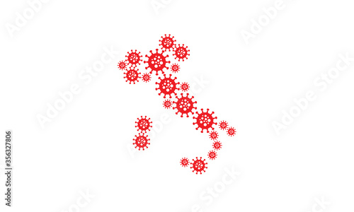 Italy map corona virus covid-19 country shape vector illustraiton 