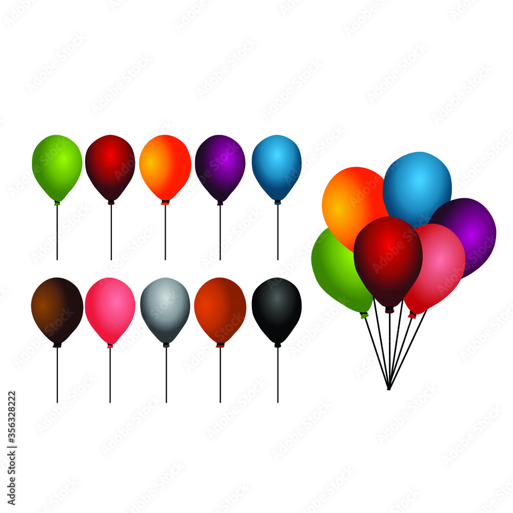 Simple Vector Design of a Balloon in Green, Orange, Blue, Purple, Red and Pink Simple Vector Design of a Balloon in Green, Orange, Blue, Purple, Red and Pink