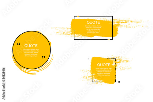 Quote box frame, big set. Quote box icon. Texting quote boxes. Blank Grunge brush background. Vector illustration