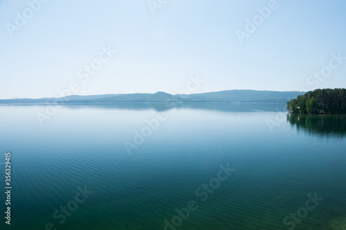Landscape view of Lake Turgoyak in the beginning of summer, Chelyabinsk region, Russia