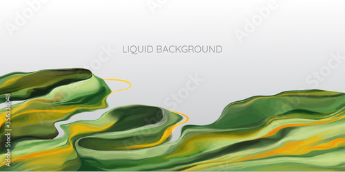 Modern colorful flow poster. Wave Liquid shape in green color. Art design for your project. Vector