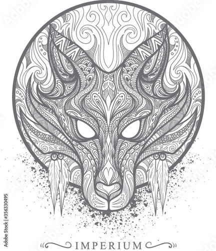 intricate wolf design