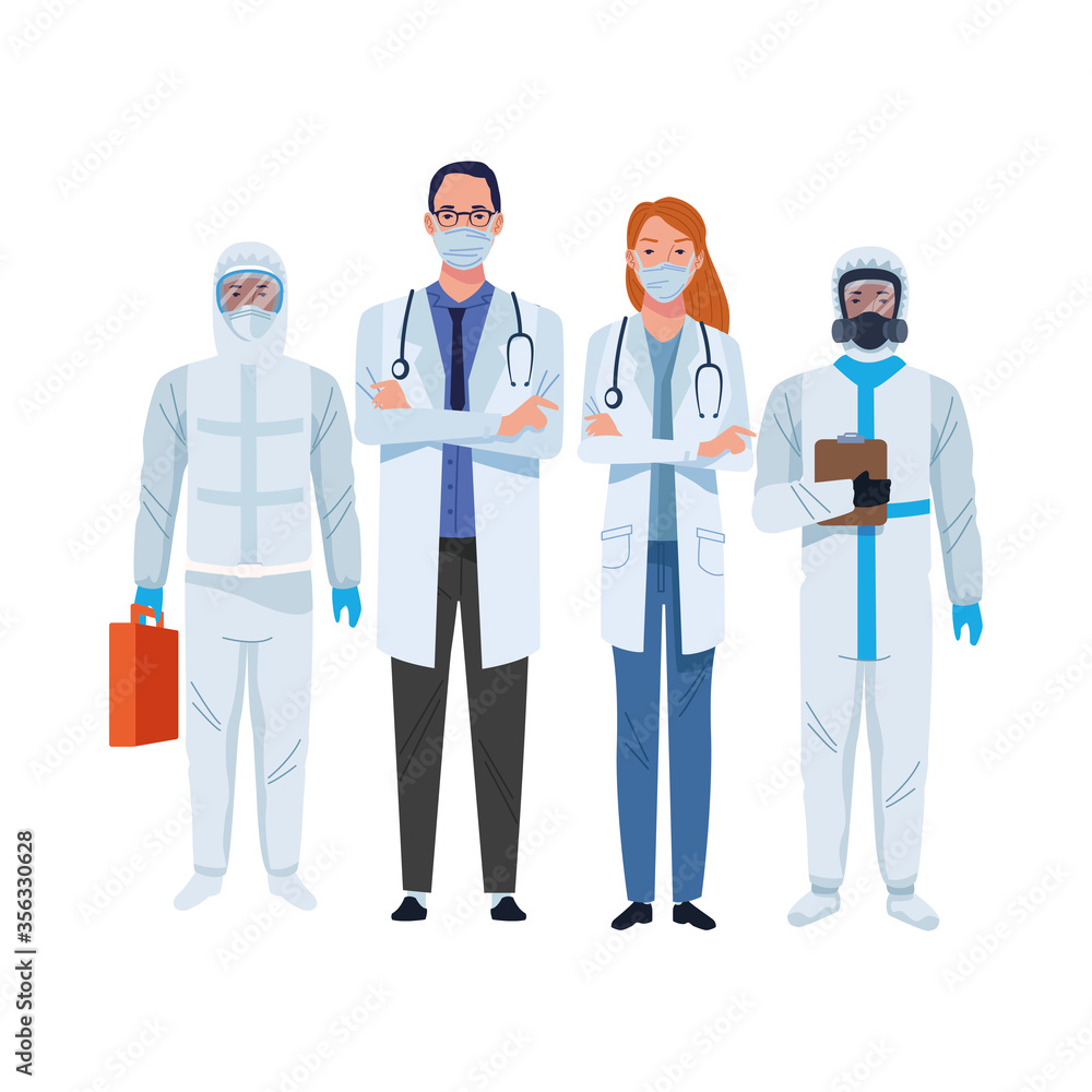 doctors staff wearing medical masks and biosafety suit doctors staff wearing medical masks and biosafety suit