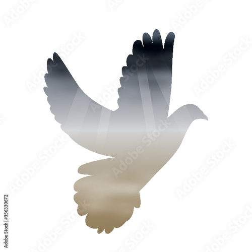 double exposure of bird and sky