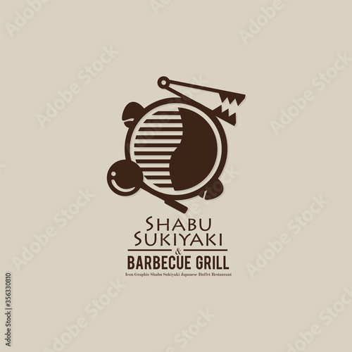 shabu and gril sign symbol logo food restaurant