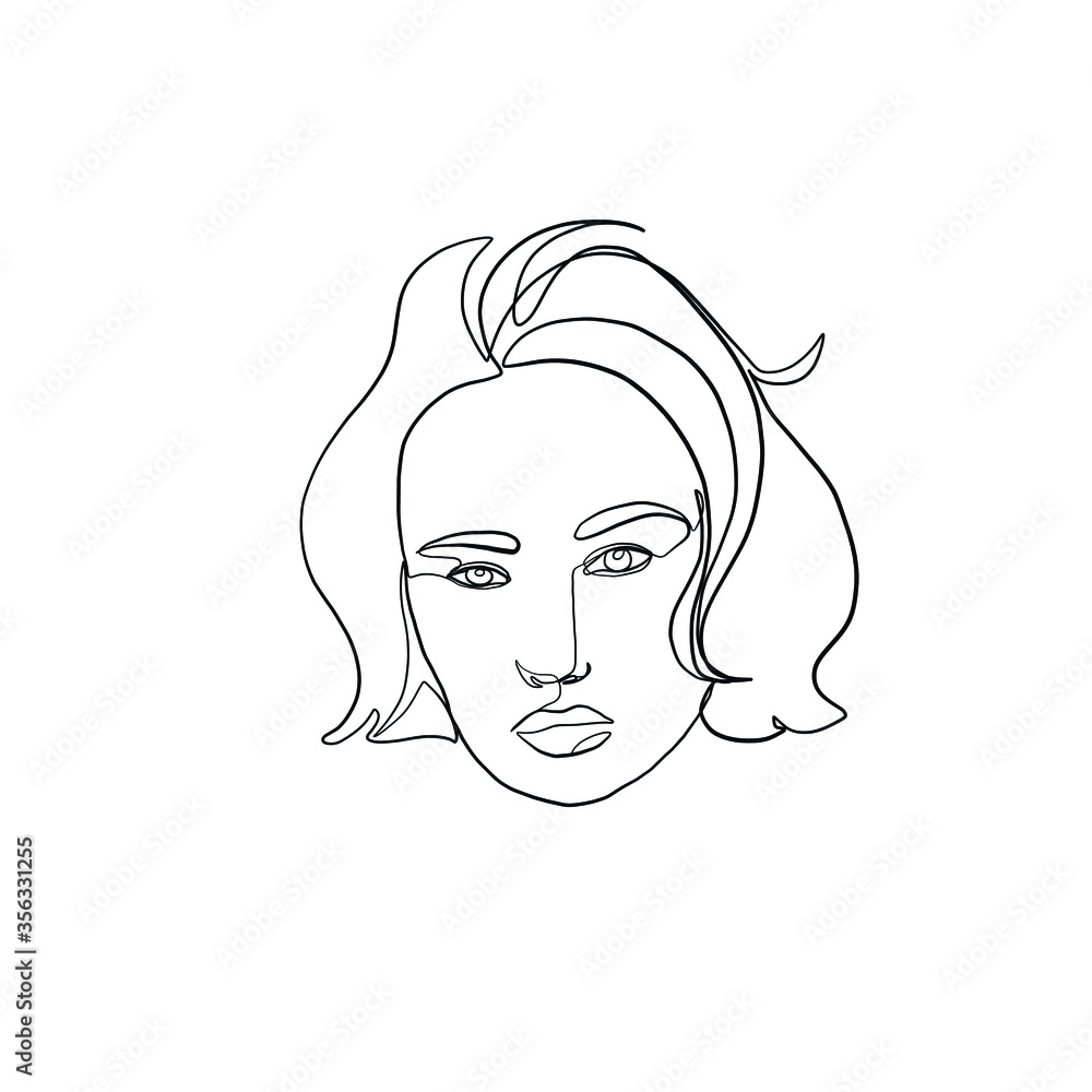 Minimal line vector woman. Linear glamour portrait woman. Hairstyle. Linear glamour logo in minimal style for beauty salon, beautician, makeup artist, stylist. Hand drawn art. Minimal line vector woman. Linear glamour portrait woman. Hairstyle. Linear glamour logo in minimal style for beauty salon, beautician, makeup artist, stylist. Hand drawn art.
