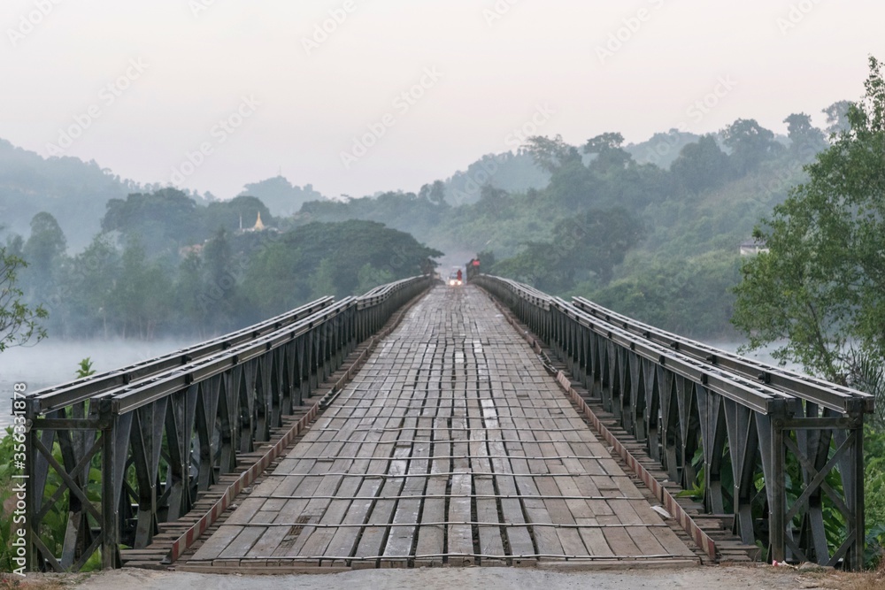 Bridge on river Henkayaw in Mrauk U Myanmar