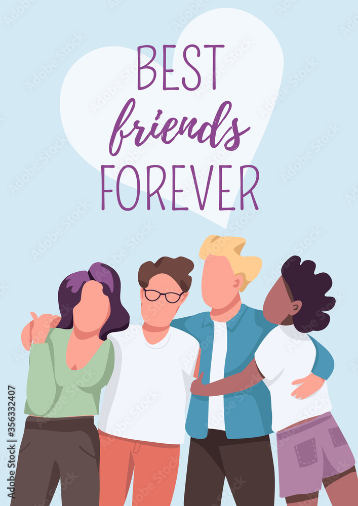 Best friends forever poster flat vector template Best friends forever poster flat vector template