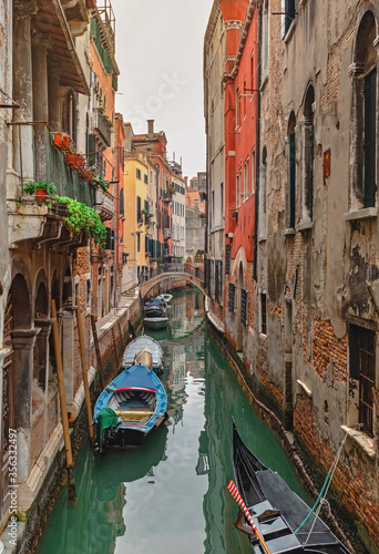 canal in venice italy. Canals and gondola are hallmark of Venice. Travel destination concept. 