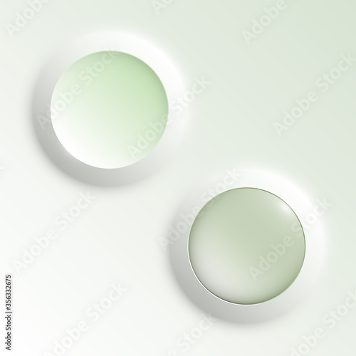web round button with patch of reflected light for website or app. Isolated bell button sign with border, reflection and shadow on background button