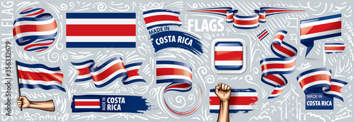 Vector set of the national flag of Costa Rica in various creative designs
