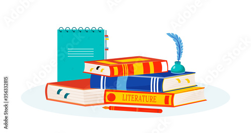 Literature flat concept vector illustration
