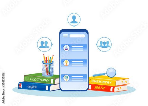 Online tutoring flat concept vector illustration