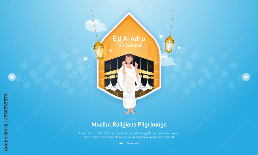Eid al Adha greeting concept with hajj or umrah illustration Eid al Adha greeting concept with hajj or umrah illustration