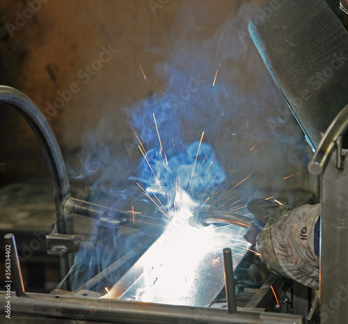 Welding. Office furniture production. Netherlands photo