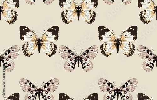 Simple and elegant seamless patterns of butterflies.