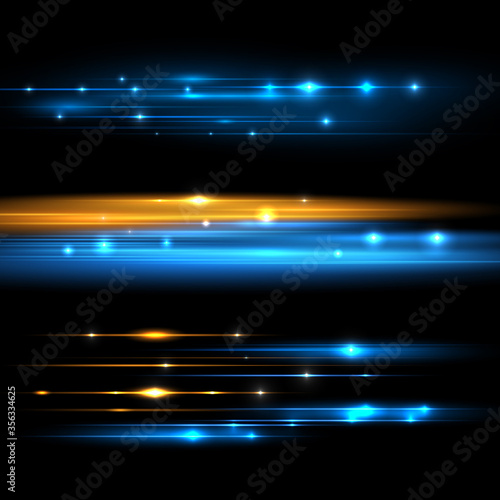 Lens flares with streaking distortion. Transparent light effect. Vector illustration
