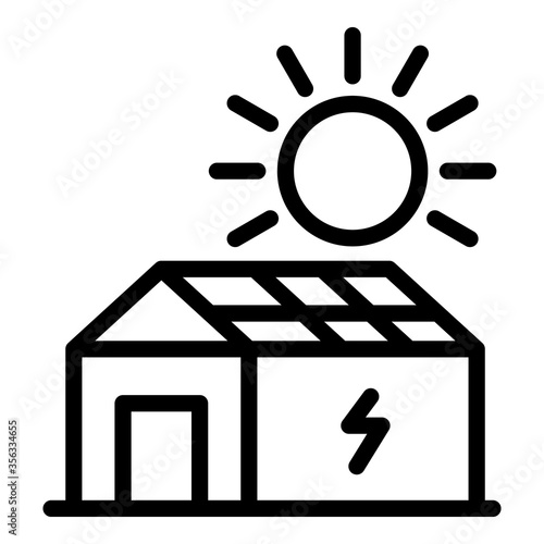 House with solar panel icon. Outline house with solar panel vector icon for web design isolated on white background
