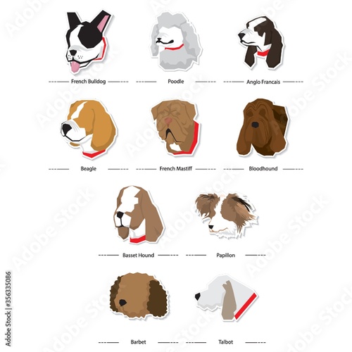set of french dogs icons
