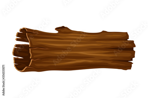 Old and Hollow Log with Bark as Forest Element Vector Illustration
