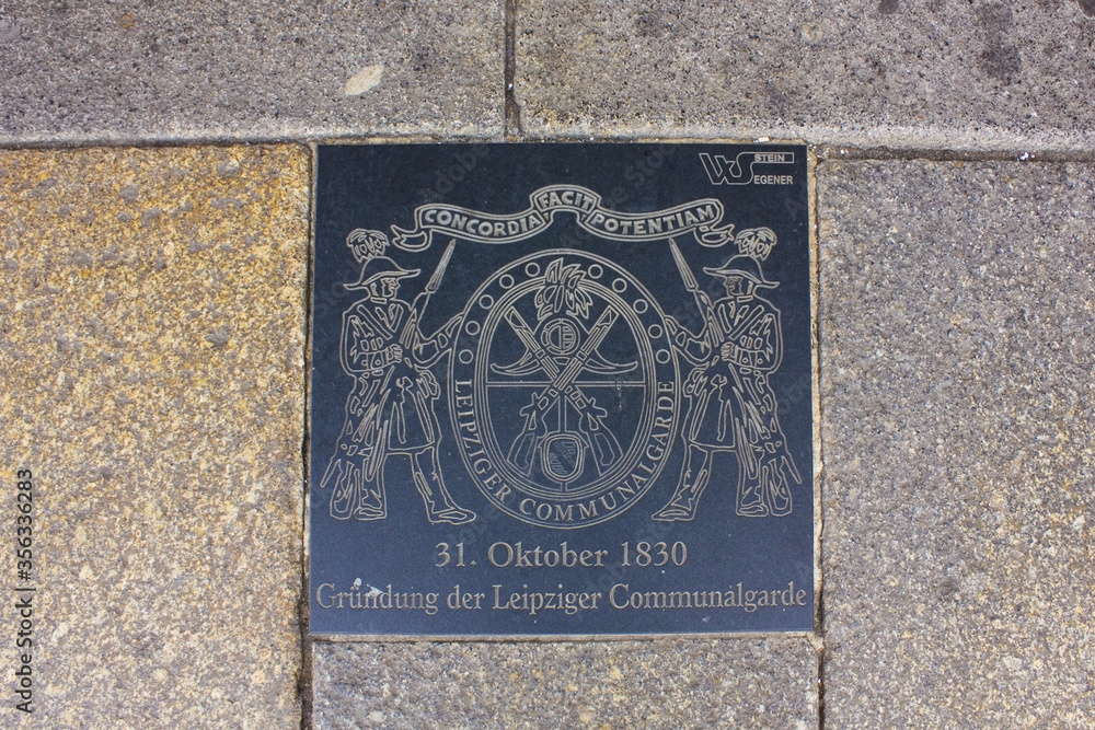 Plaque Leipzig Communal Guard in Old Town in Leipzig Plaque Leipzig Communal Guard in Old Town in Leipzig