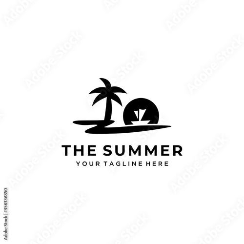 Creative simple beauty beach house modern minimalist logo design vector