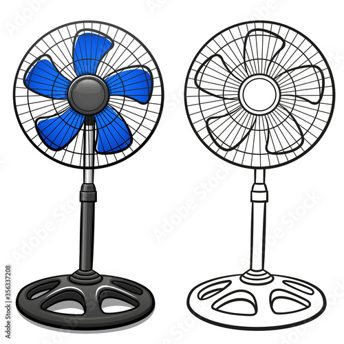 Vector pedestal fan cartoon isolated