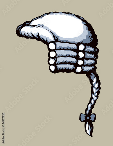 Vintage french wig. Vector drawing