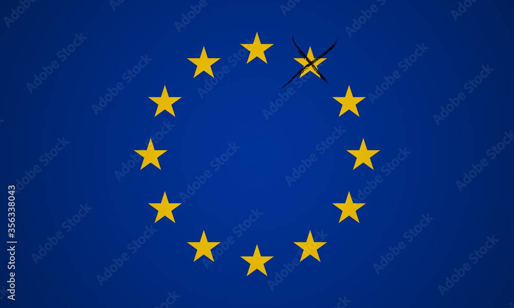 Brexit. The flag of the European Union without a single star. EU flag without UK. The United Kingdom of Great Britain and Northern Ireland country withdrew from Europe. Recent events in the world Brexit. The flag of the European Union without a single star. EU flag without UK. The United Kingdom of Great Britain and Northern Ireland country withdrew from Europe. Recent events in the world