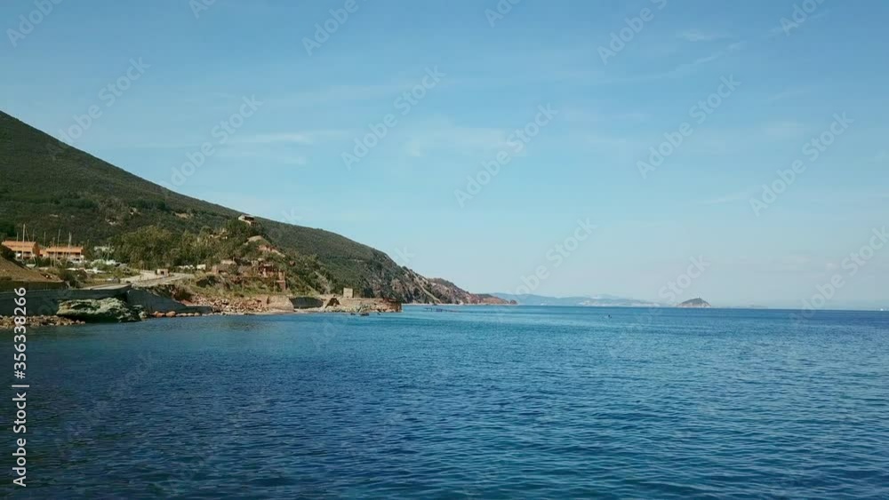 AERIAL WS Sea and coastline / Elba island, Tuscany, Italy AERIAL WS Sea and coastline / Elba island, Tuscany, Italy