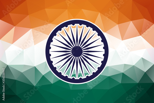 Indian Flag in triangle style. Indian Independence Day celebrations. Republic Day holiday background. illustration tricolor concept