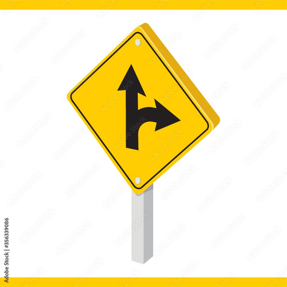 mandatory straight or right turn ahead sign mandatory straight or right turn ahead sign