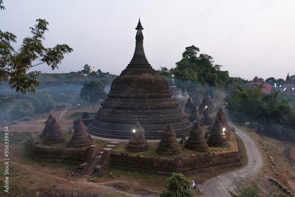 Mrauk u village, stupas and pagodas in Rakhine State Myanmar