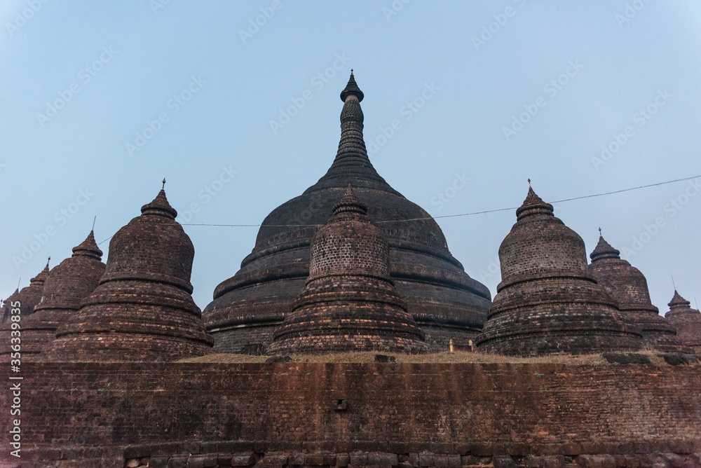 Mrauk u village, stupas and pagodas in Rakhine State Myanmar