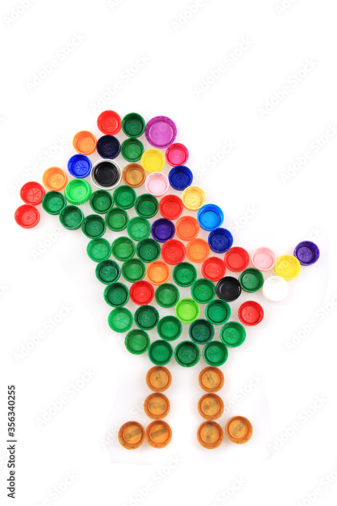 color bird from plastic caps color bird from plastic caps