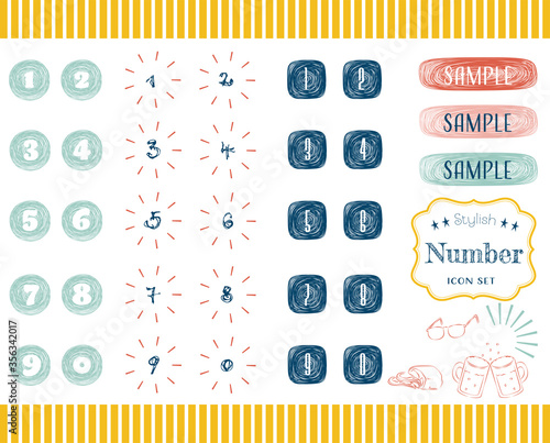 スタイリッシュ数字アイコンセット