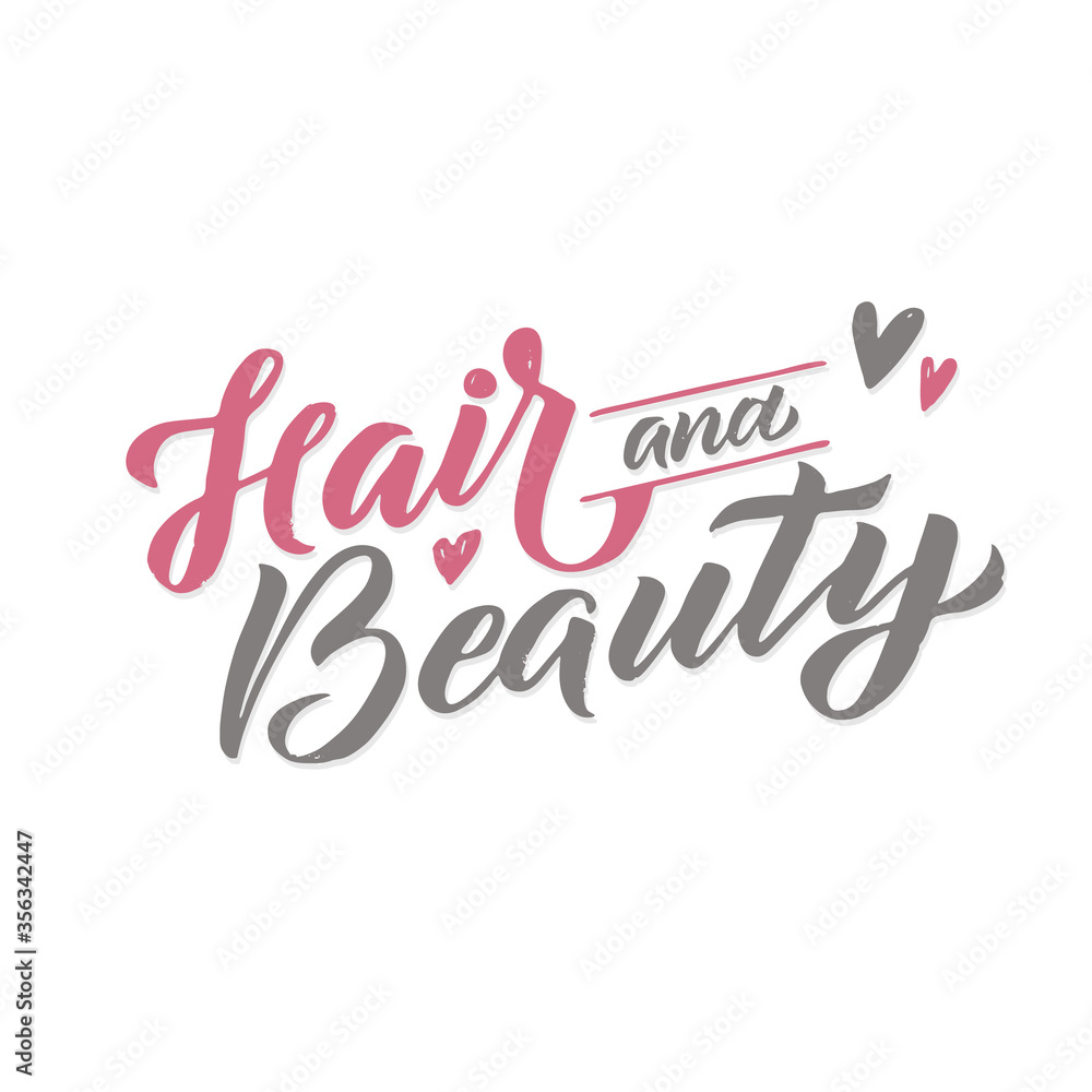 Hair and Beauty Vector Logo Design Template. Make-up Artist and Hairdresser Emblem. White Background Illustration. Abstract design concept for beauty salon, cosmetic shop. Vector female logo template