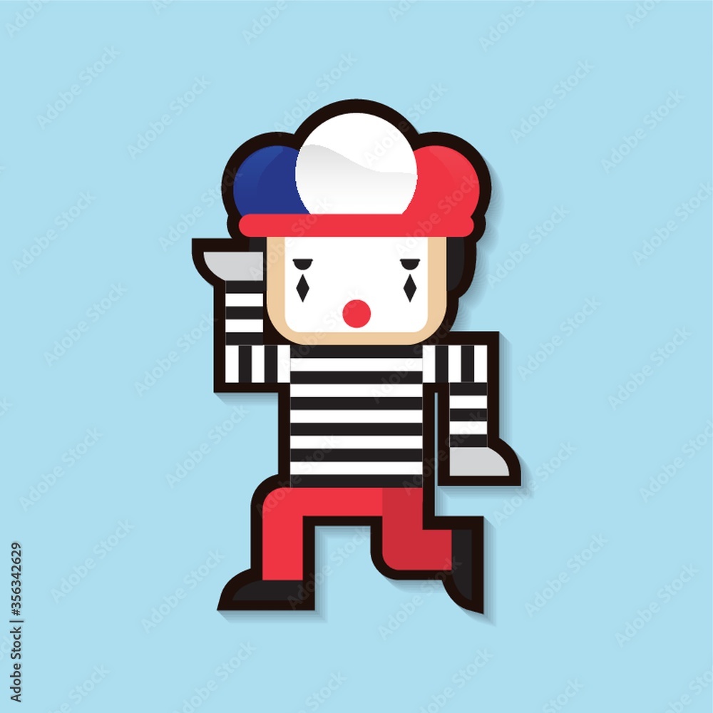 clown with french flag cap