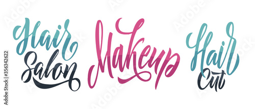 Hair Salon Vector logo design template. Makeup and Hairdresser Emblems, Logo Design. White Background Illustration. Abstract design concept for beauty salon, cosmetic shop. Vector female logo template