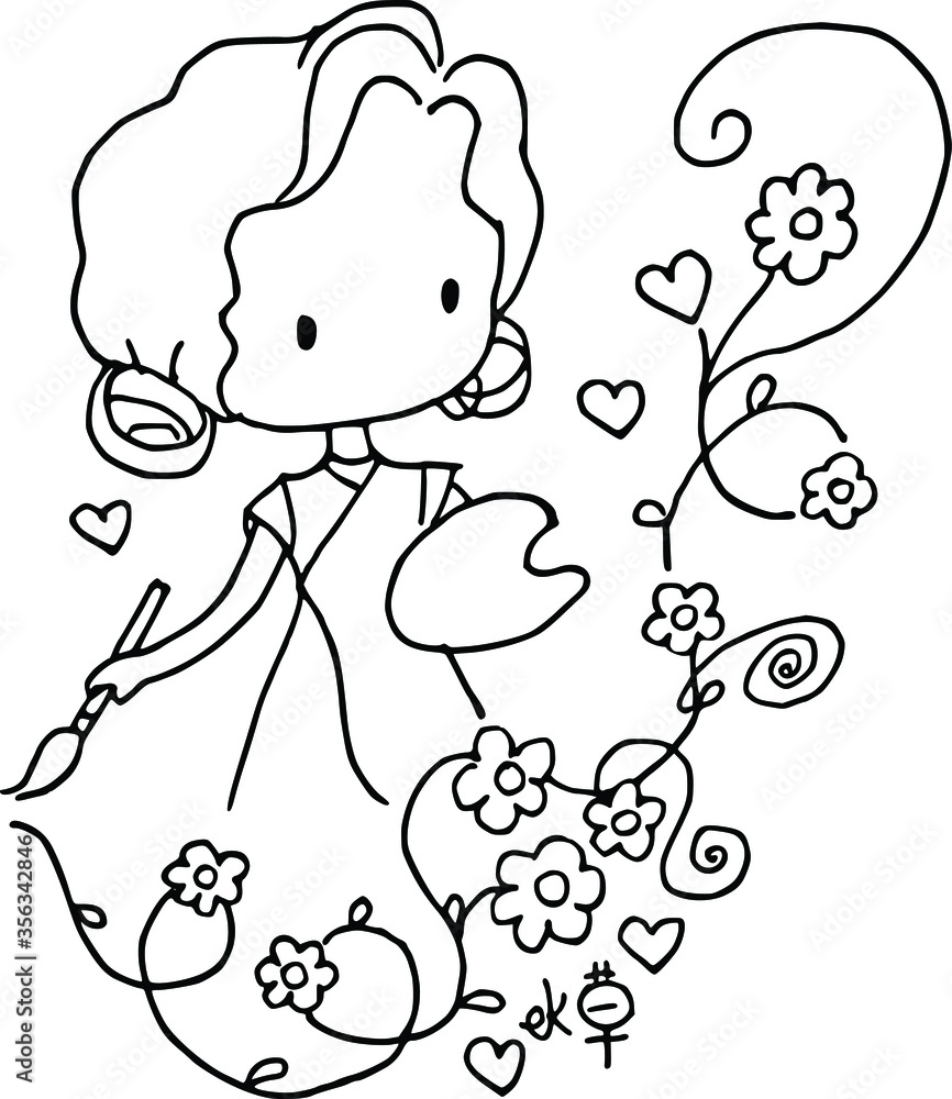 cartoon vector drawing beauty artist