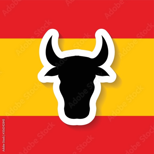 spain flag and bull