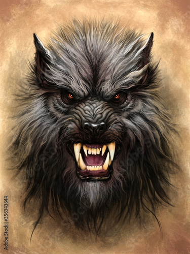 Werewolf on the stone background photo