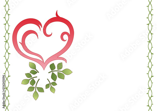 ハート（薔薇の葉）と茨