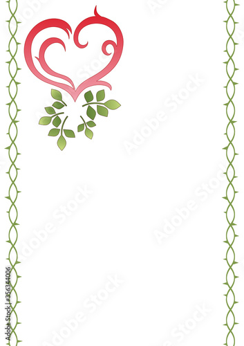 ハート（薔薇の葉）と茨